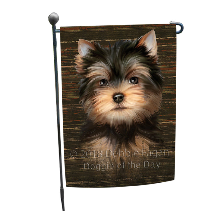 Rustic Yorkshire Terrier Dog Garden Flag GFLG50384