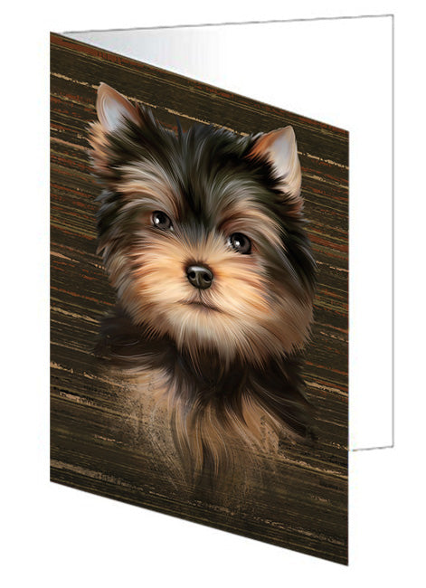 Rustic Yorkshire Terrier Dog Handmade Artwork Assorted Pets Greeting Cards and Note Cards with Envelopes for All Occasions and Holiday Seasons GCD55538