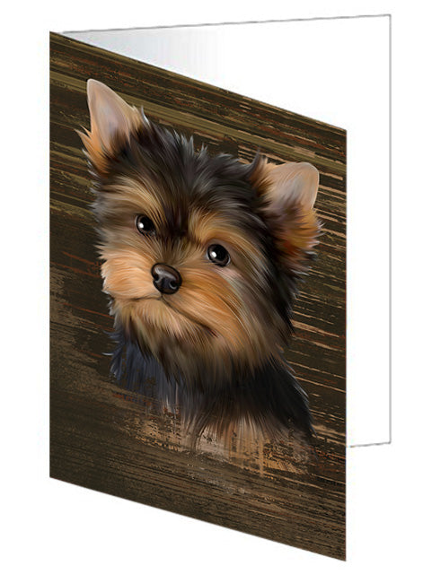 Rustic Yorkshire Terrier Dog Handmade Artwork Assorted Pets Greeting Cards and Note Cards with Envelopes for All Occasions and Holiday Seasons GCD55541