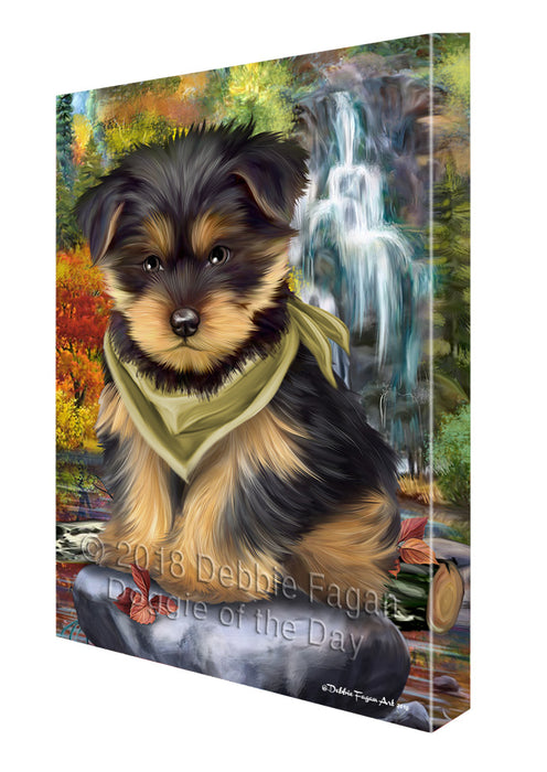 Scenic Waterfall Yorkshire Terrier Dog Canvas Wall Art CVS61410