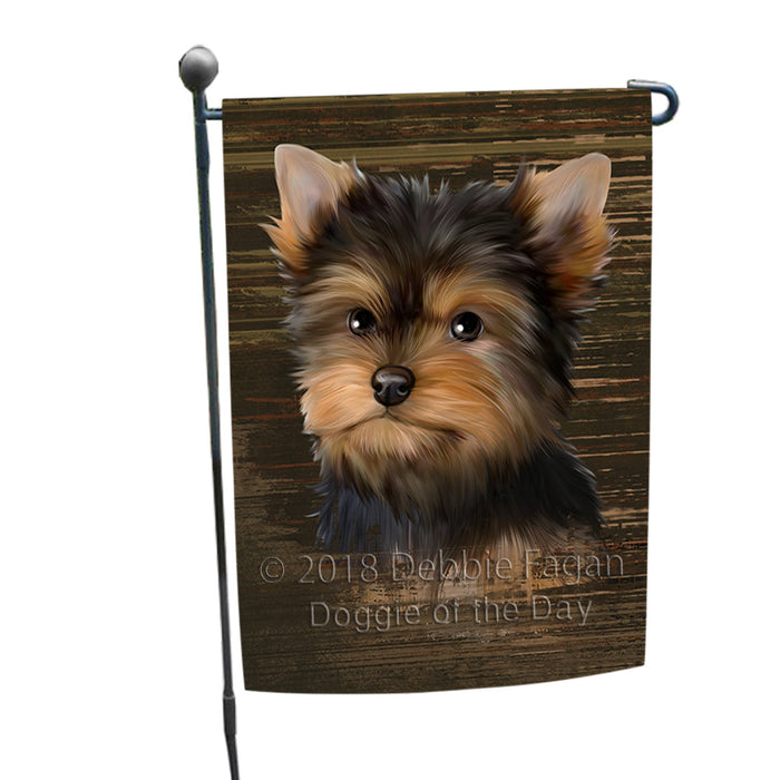 Rustic Yorkshire Terrier Dog Garden Flag GFLG50385