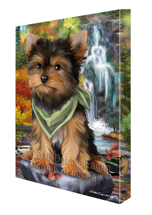 Scenic Waterfall Yorkshire Terrier Dog Canvas Wall Art CVS61419
