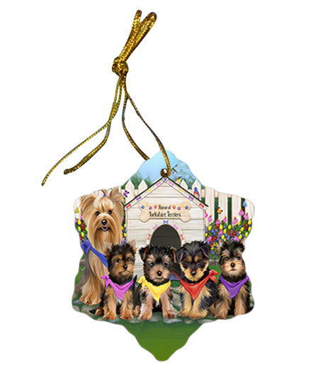 Spring Dog House Yorkshire Terriers Dog Star Porcelain Ornament SPOR50132