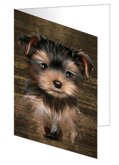 Rustic Yorkshire Terrier Dog Handmade Artwork Assorted Pets Greeting Cards and Note Cards with Envelopes for All Occasions and Holiday Seasons GCD55544