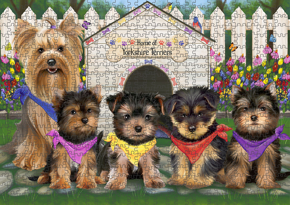 Spring Dog House Yorkshire Terriers Dog Puzzle with Photo Tin PUZL54126