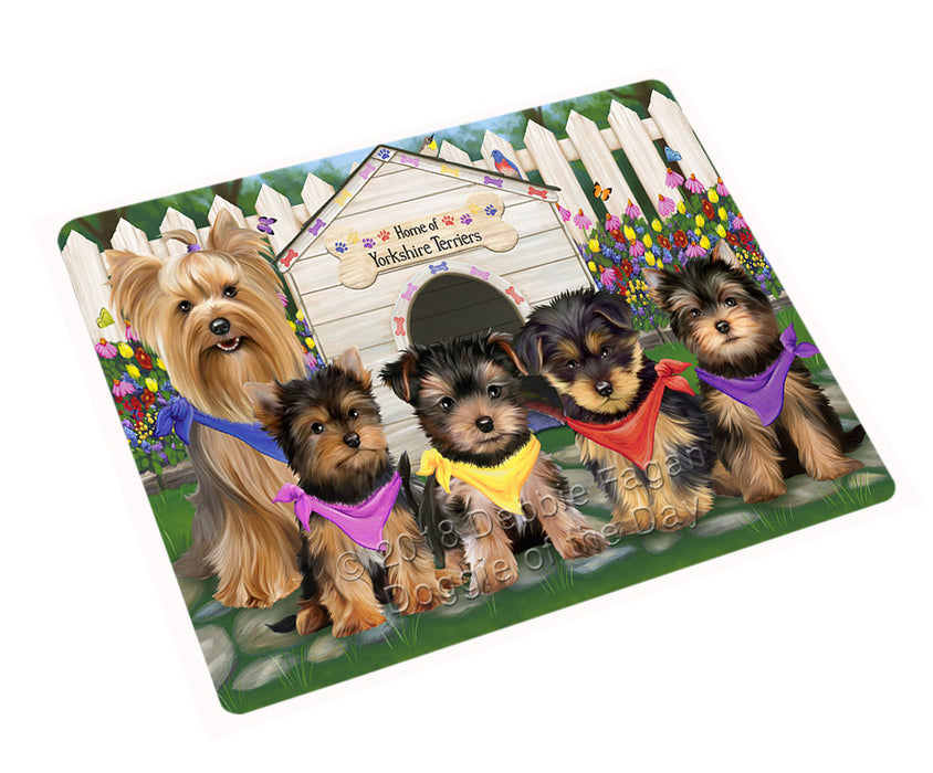 Spring Dog House Yorkshire Terriers Dog Cutting Board C54288