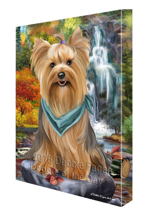 Scenic Waterfall Yorkshire Terrier Dog Canvas Wall Art CVS61428