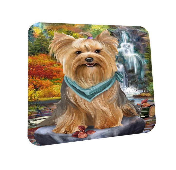 Scenic Waterfall Yorkshire Terrier Dog Coasters Set of 4 CST49494