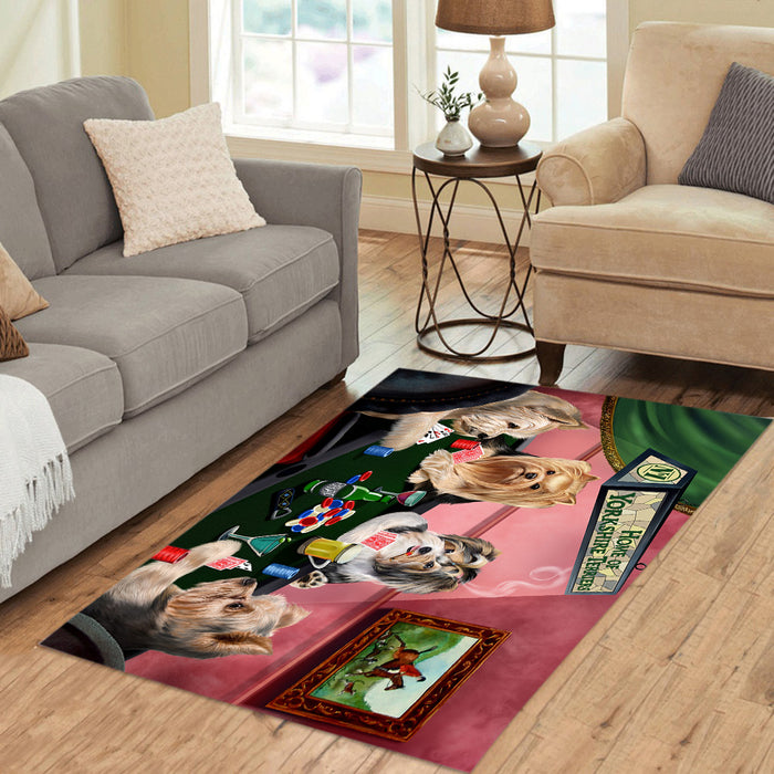 Home of  Yorkshire Terrier Dogs Playing Poker Area Rug