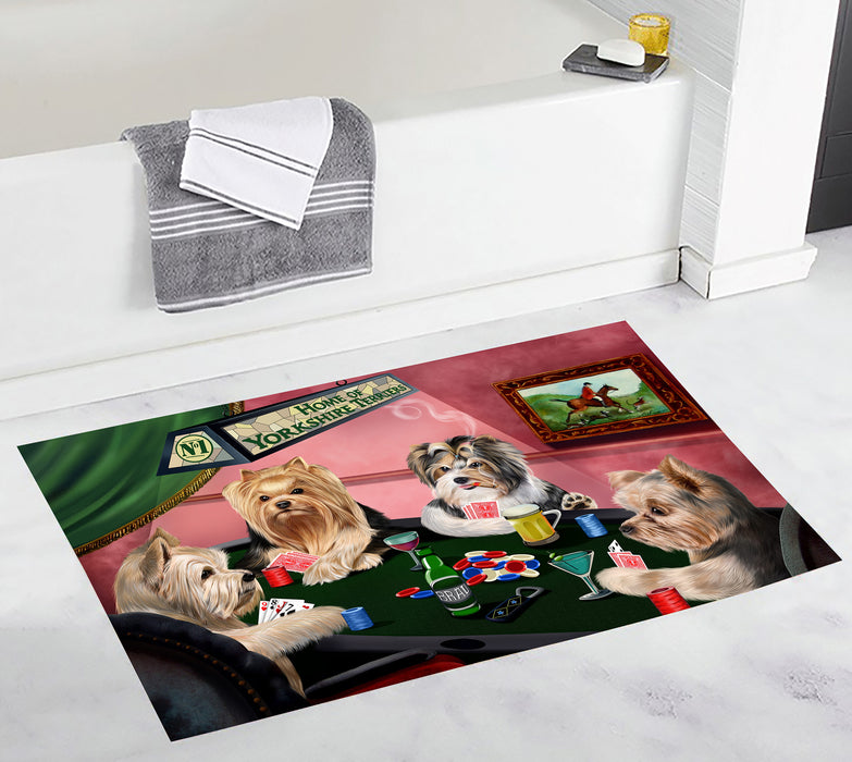 Home of  Yorkshire Terrier Dogs Playing Poker Bath Mat