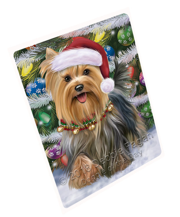 Trotting in the Snow Yorkshire Terrier Dog Large Refrigerator / Dishwasher Magnet RMAG89280