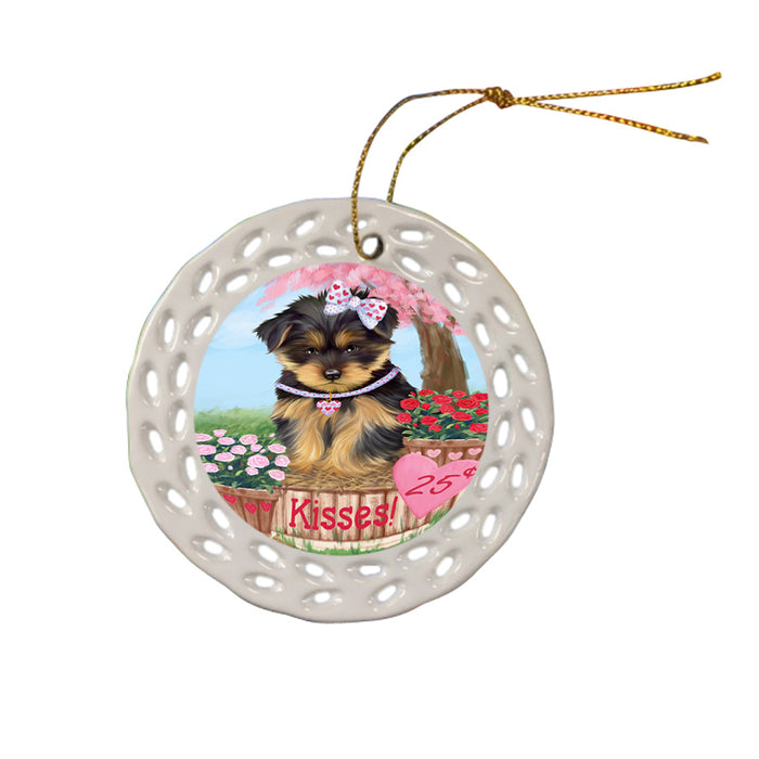 Rosie 25 Cent Kisses Yorkshire Terrier Dog Ceramic Doily Ornament DPOR56631