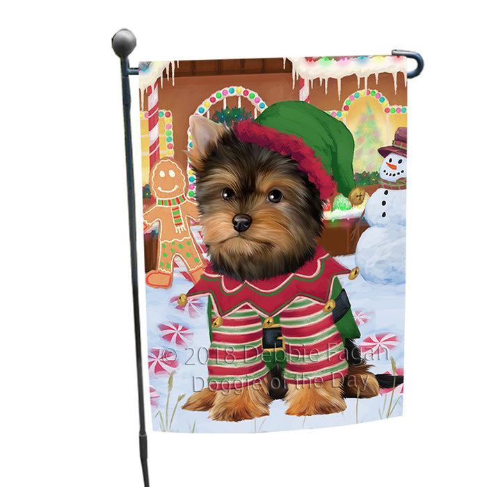 Christmas Gingerbread House Candyfest Yorkshire Terrier Dog Garden Flag GFLG57236