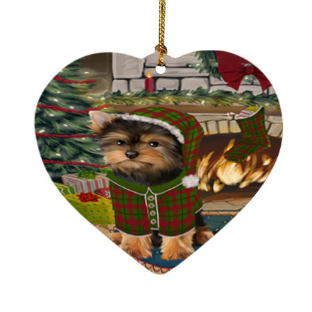 The Stocking was Hung Yorkshire Terrier Dog Heart Christmas Ornament HPOR56026