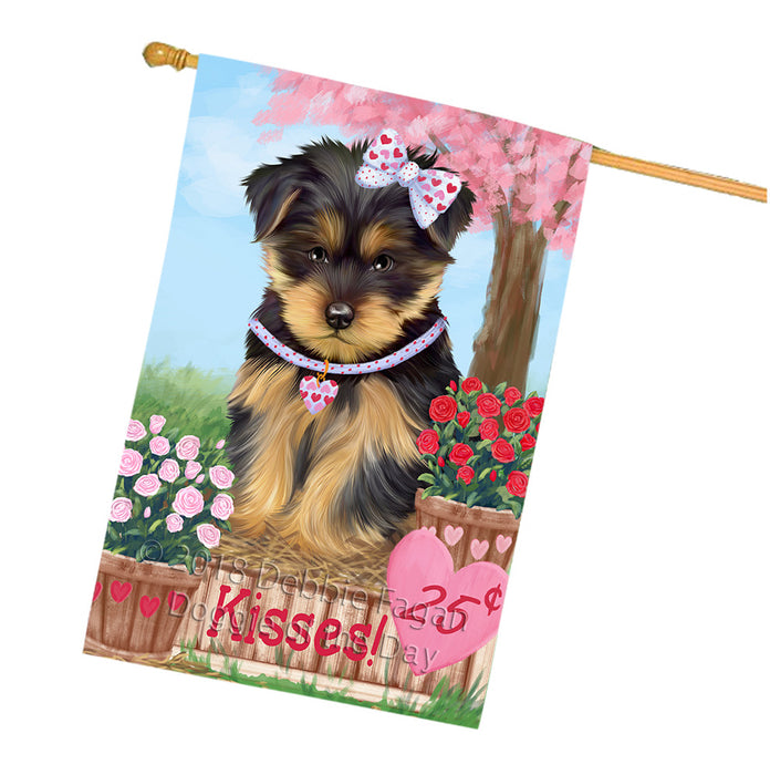 Rosie 25 Cent Kisses Yorkshire Terrier Dog House Flag FLG56959