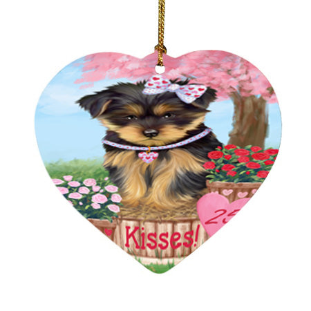 Rosie 25 Cent Kisses Yorkshire Terrier Dog Heart Christmas Ornament HPOR56631