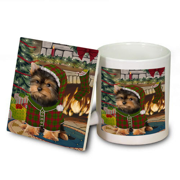 The Stocking was Hung Yorkshire Terrier Dog Mug and Coaster Set MUC55662