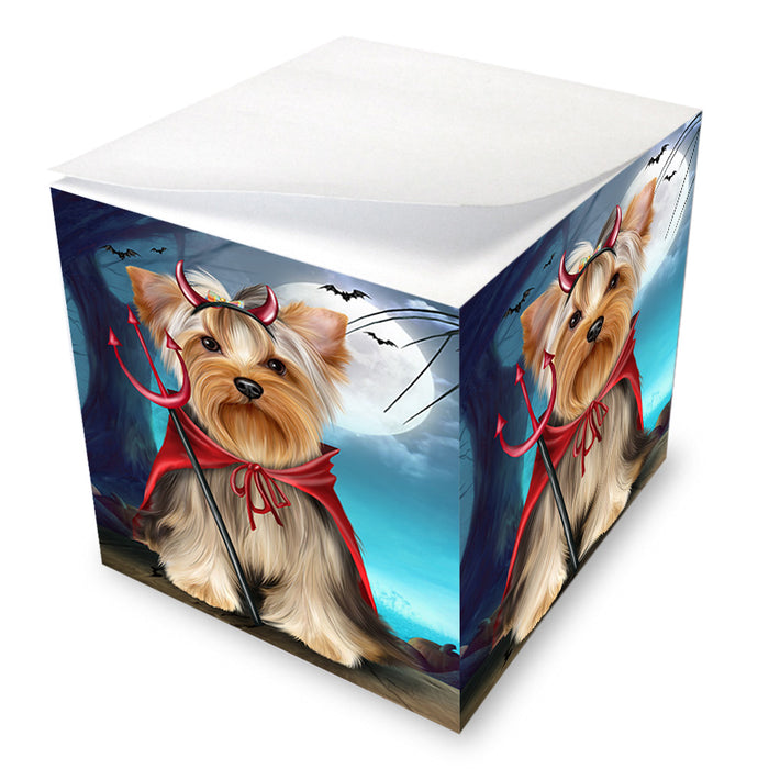 Happy Halloween Trick or Treat Yorkshire Terrier Dog Note Cube NOC56194