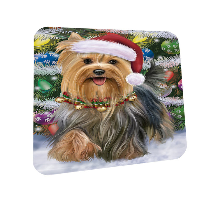 Trotting in the Snow Yorkshire Terrier Dog Coasters Set of 4 CST54563