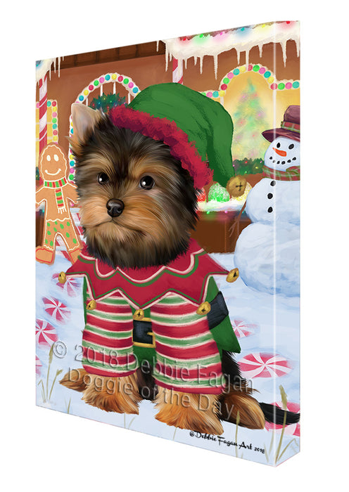 Christmas Gingerbread House Candyfest Yorkshire Terrier Dog Canvas Print Wall Art Décor CVS131696