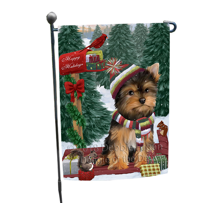 Merry Christmas Woodland Sled Yorkshire Terrier Dog Garden Flag GFLG55374