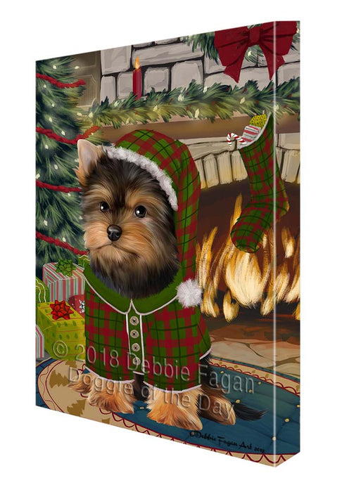The Stocking was Hung Yorkshire Terrier Dog Canvas Print Wall Art Décor CVS120959