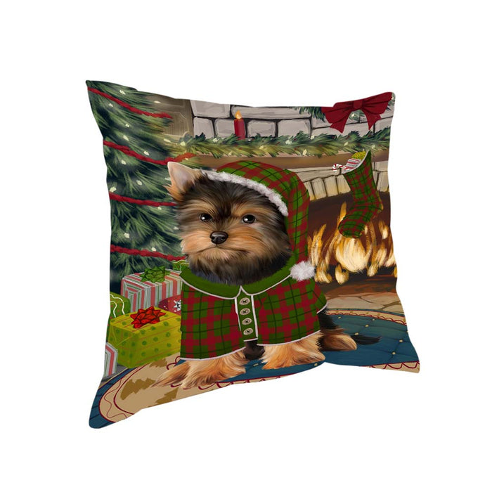 The Stocking was Hung Yorkshire Terrier Dog Pillow PIL71608