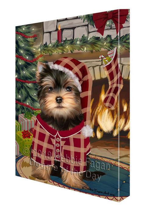 The Stocking was Hung Yorkshire Terrier Dog Canvas Print Wall Art Décor CVS120968