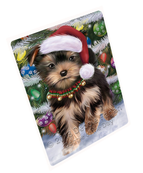 Trotting in the Snow Yorkshire Terrier Dog Cutting Board C68646