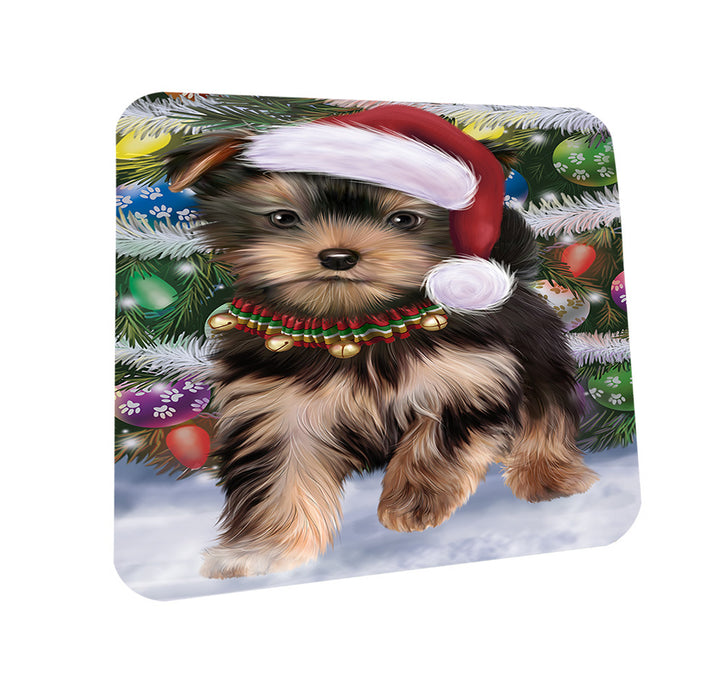 Trotting in the Snow Yorkshire Terrier Dog Coasters Set of 4 CST54564
