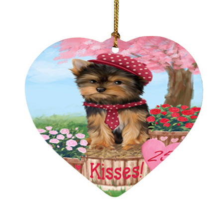 Rosie 25 Cent Kisses Yorkshire Terrier Dog Heart Christmas Ornament HPOR56632