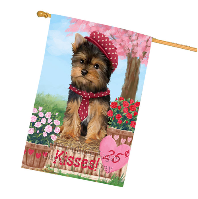 Rosie 25 Cent Kisses Yorkshire Terrier Dog House Flag FLG56960