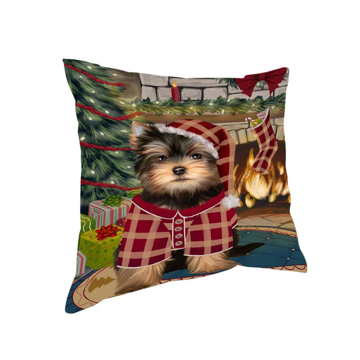 The Stocking was Hung Yorkshire Terrier Dog Pillow PIL71612