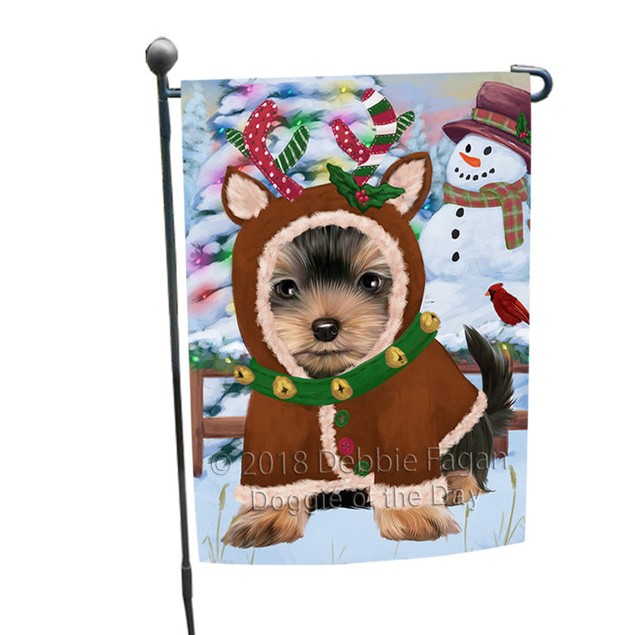 Christmas Gingerbread House Candyfest Yorkshire Terrier Dog Garden Flag GFLG57237
