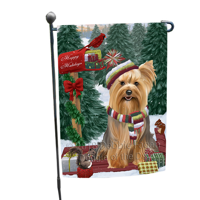 Merry Christmas Woodland Sled Yorkshire Terrier Dog Garden Flag GFLG55375