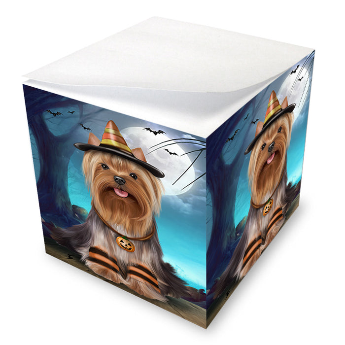 Happy Halloween Trick or Treat Yorkshire Terrier Dog Note Cube NOC56195