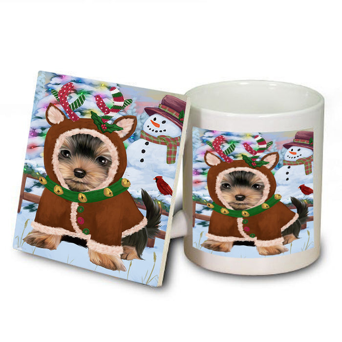 Christmas Gingerbread House Candyfest Yorkshire Terrier Dog Mug and Coaster Set MUC56601