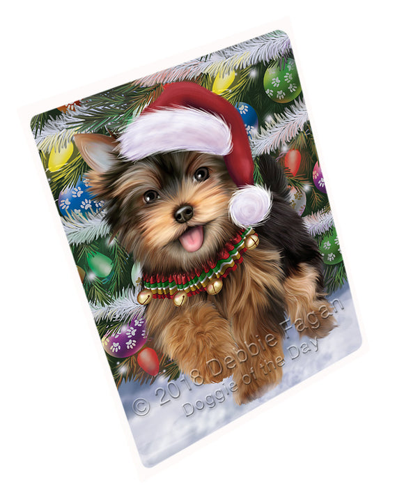 Trotting in the Snow Yorkshire Terrier Dog Cutting Board C68649