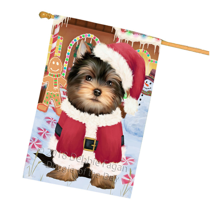 Christmas Gingerbread House Candyfest Yorkshire Terrier Dog House Flag FLG57294