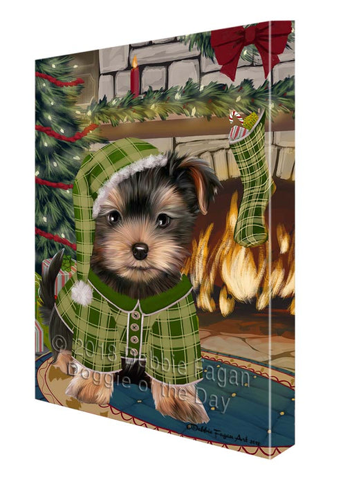 The Stocking was Hung Yorkshire Terrier Dog Canvas Print Wall Art Décor CVS120977