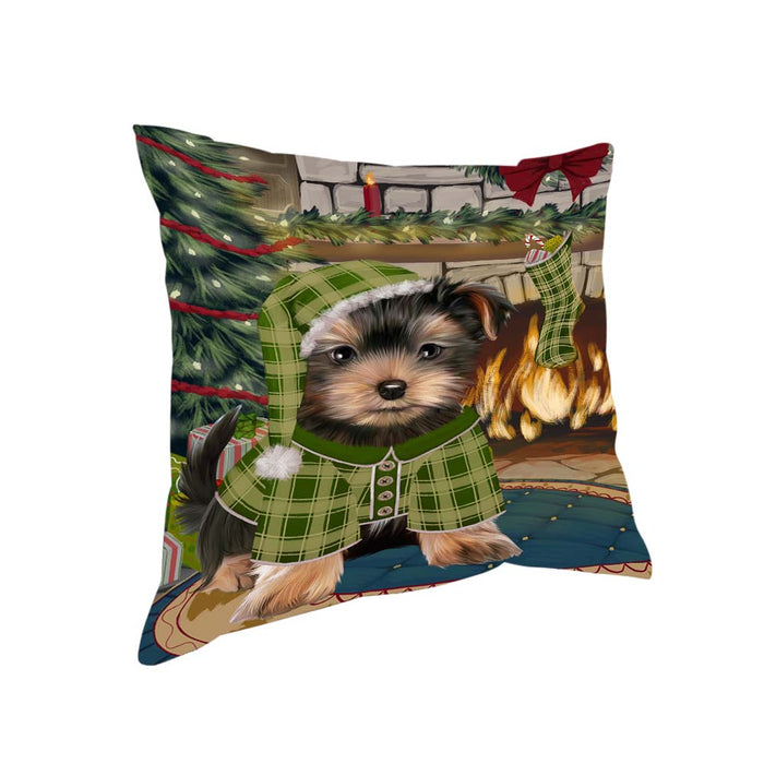 The Stocking was Hung Yorkshire Terrier Dog Pillow PIL71616