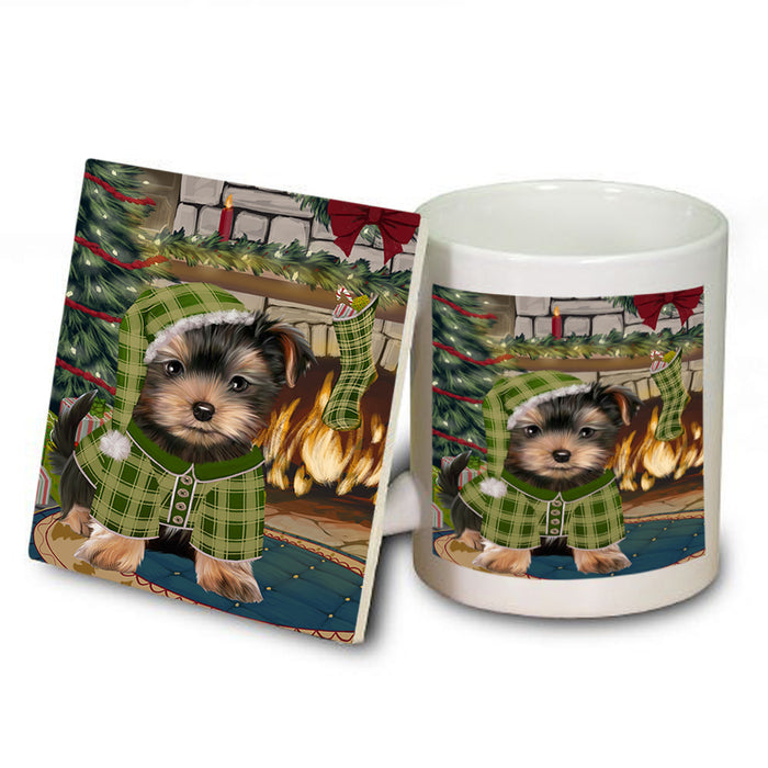 The Stocking was Hung Yorkshire Terrier Dog Mug and Coaster Set MUC55664
