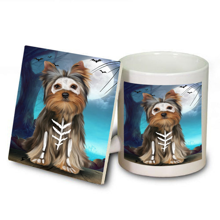Happy Halloween Trick or Treat Yorkshire Terrier Dog Mug and Coaster Set MUC54542