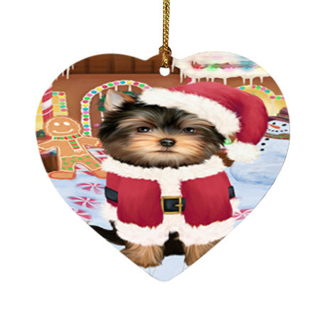 Christmas Gingerbread House Candyfest Yorkshire Terrier Dog Heart Christmas Ornament HPOR56966