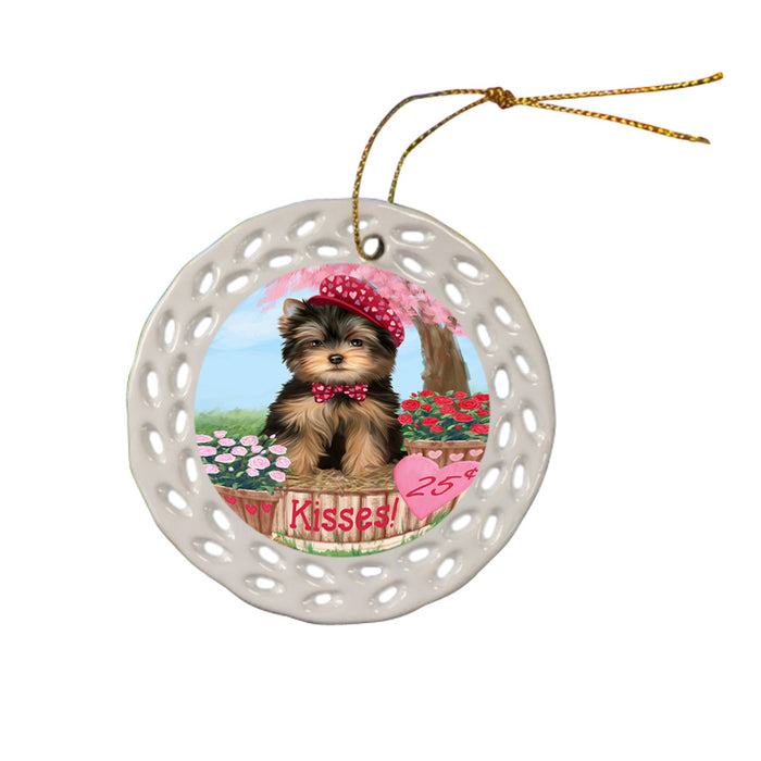 Rosie 25 Cent Kisses Yorkshire Terrier Dog Ceramic Doily Ornament DPOR56633