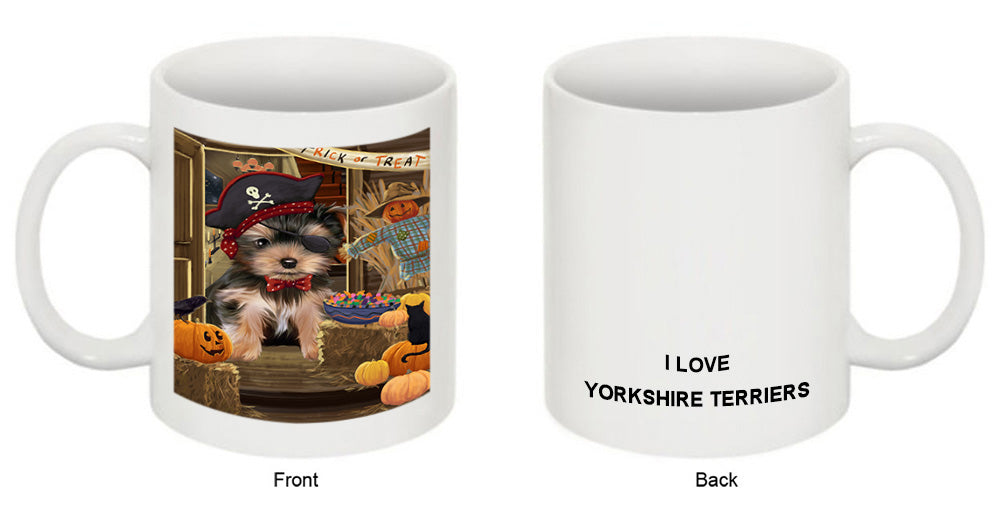 Enter at Own Risk Trick or Treat Halloween Yorkshire Terrier Dog Coffee Mug MUG48754