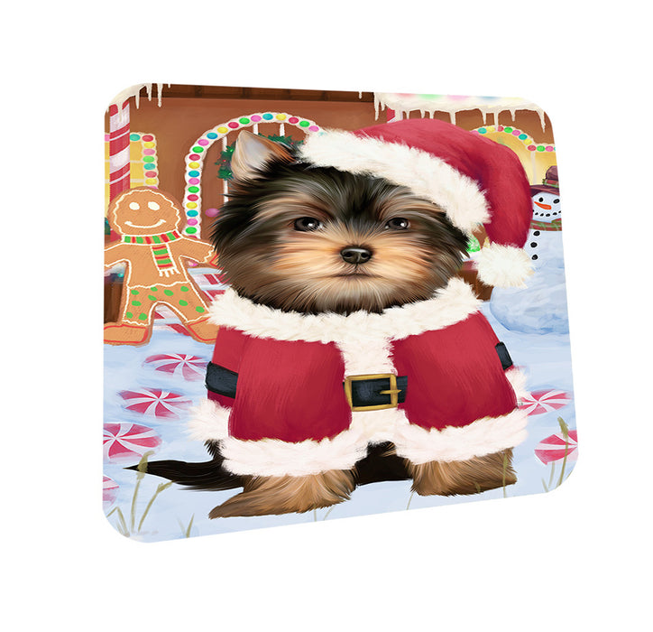 Christmas Gingerbread House Candyfest Yorkshire Terrier Dog Coasters Set of 4 CST56568