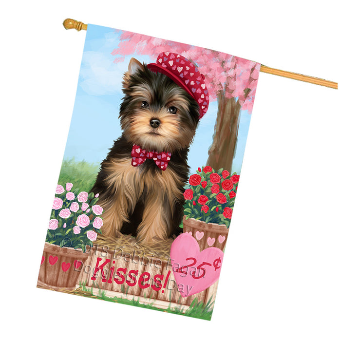 Rosie 25 Cent Kisses Yorkshire Terrier Dog House Flag FLG56961