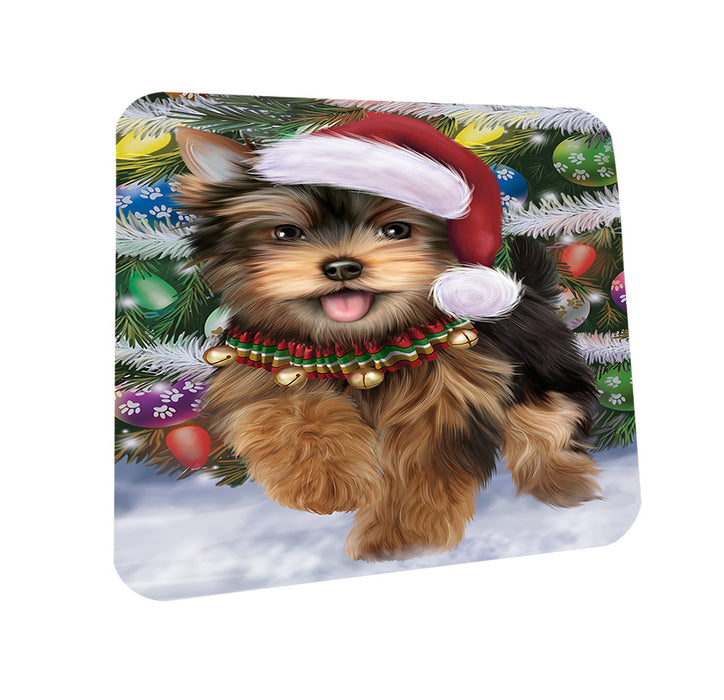 Trotting in the Snow Yorkshire Terrier Dog Coasters Set of 4 CST54565