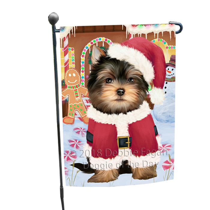 Christmas Gingerbread House Candyfest Yorkshire Terrier Dog Garden Flag GFLG57238
